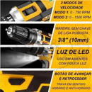 Parafusadeira Furadeira Impacto Ferramenta Elétrica Profissional 2 Baterias 21v Bivolt Alta Performance Maleta e Acessorios - 110V/220V
