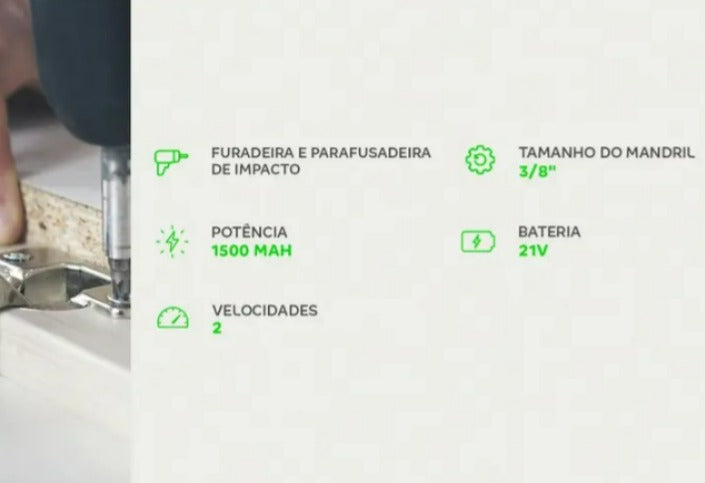 Furadeira e Parafusadeira de Impacto WAP a Bateria 1500 mAh com Maleta K21 ID01