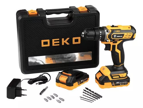 Furadeira parafusadeira sem fio Deko DEKO + 2 baterías de 1.5Ah com maleta de transporte