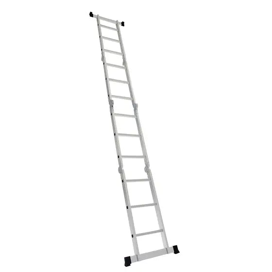 Escada Multifuncional Evolux 4x3 - 3,29m - 12 degraus - Sete Posições Prática Alumínio Resistente Limpeza Fácil Doze Degraus - Linha Evolux