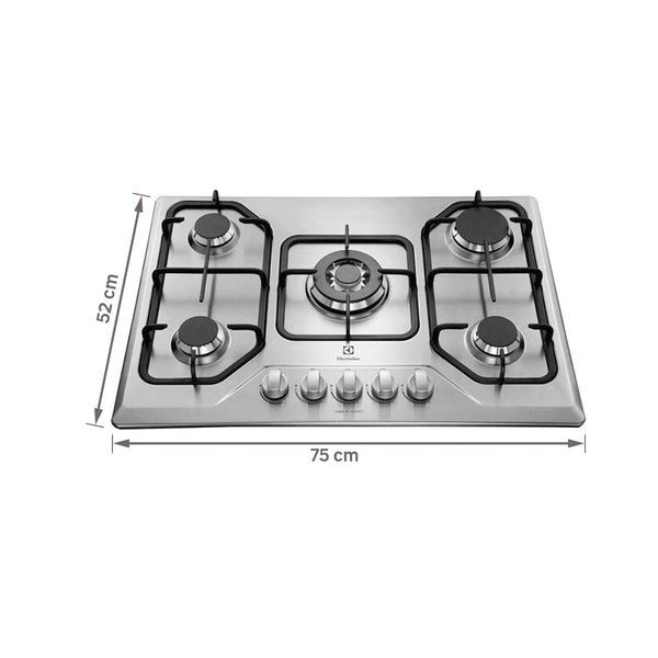Cooktop 5 Bocas a Gás com Tripla Chama e Acendimento Superautomático Inox Bivolt
