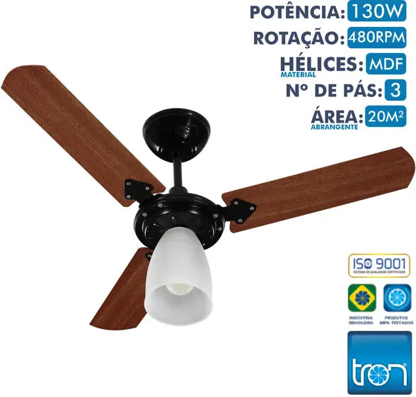 Ventilador de Teto Tron Marbela 110v / 127v 130w Preto