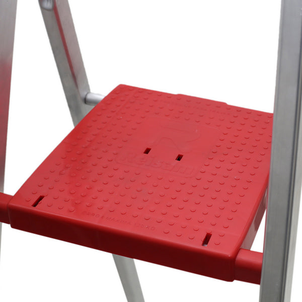 Escada Alumínio 5 Degraus 1,53m 120kg Prata e Vermelho