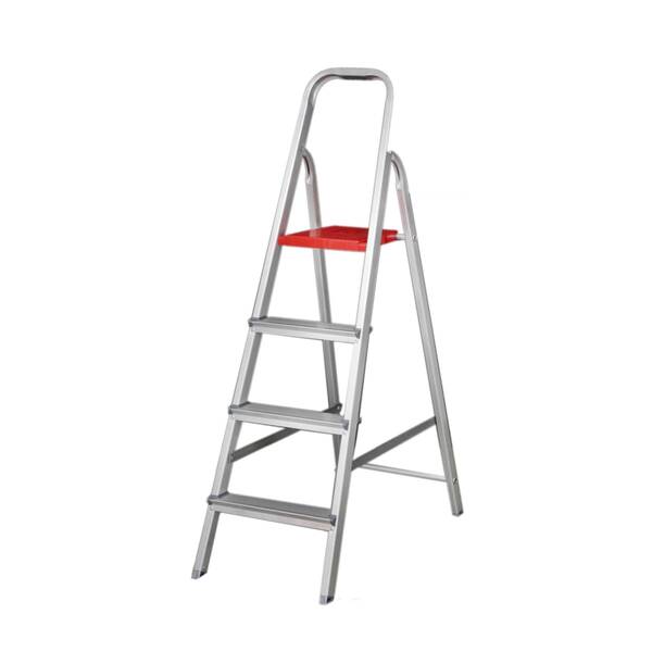 Escada Doméstica Aluminio 4 Degraus Natural 120 Kg
