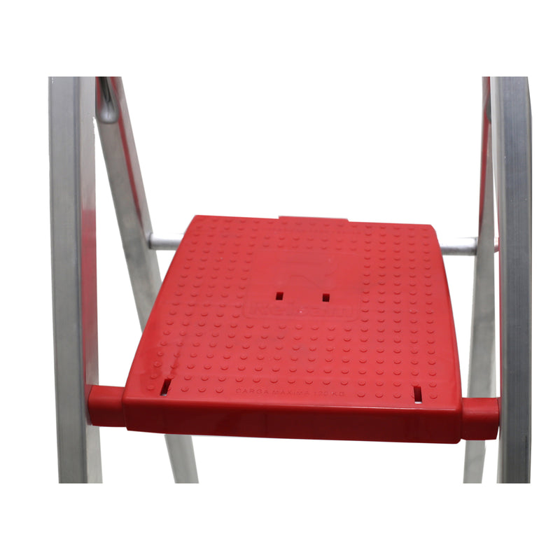 Escada Alumínio 5 Degraus 1,53m 120kg Prata e Vermelho