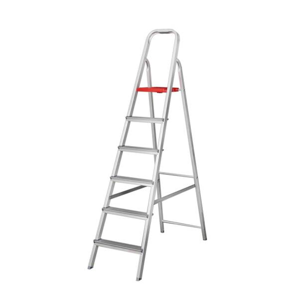 Escada Doméstica Aluminio 6 Degraus Natural 120 Kg