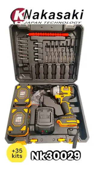 Furadeira De Impacto Paraufsadeira Chave de Impacto 48v Duas Baterias 35 Peças Profissional - Nakasaki