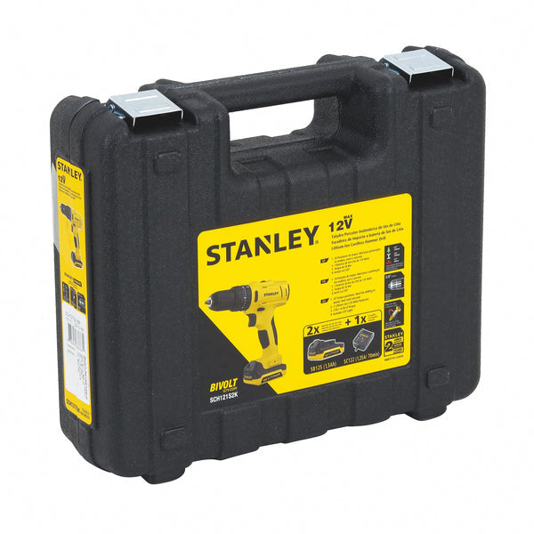 Furadeira e Parafusadeira Stanley de Impacto com 2 Baterias e Maleta 12V 3/8" SCH12S2K