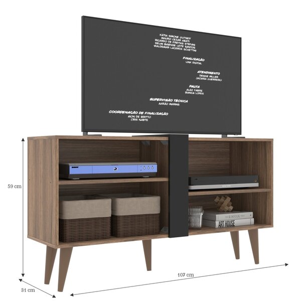 Rack Para Tv Até 43 Polegadas 2 Prateleiras Soberano Castanho